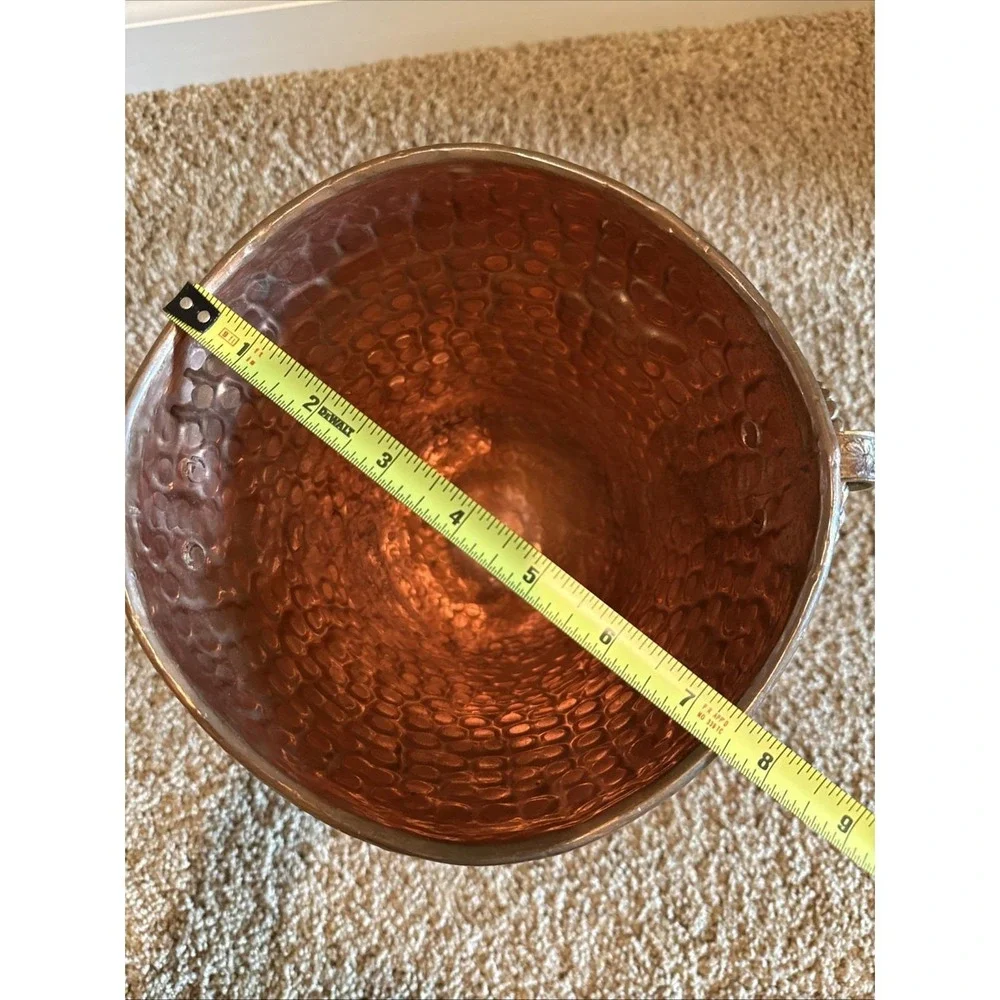 Vintage Hammered Copper & Brass Ice Champagne Bucket Rope Handles